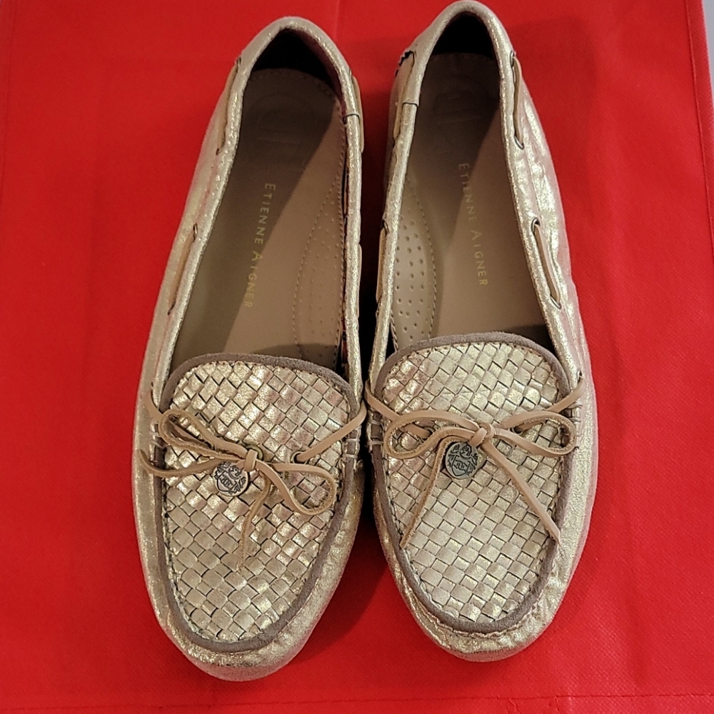 Metallic Gold Etienne Aigner Cimi women's loafers
